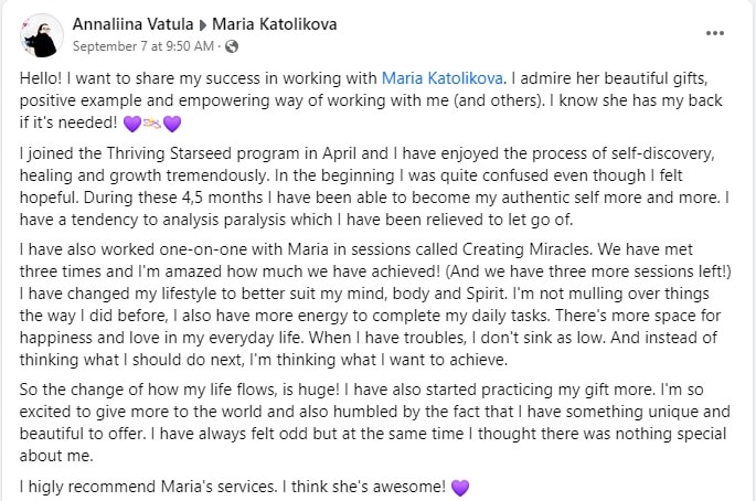 Annaliina Creating Miracles starseeds awakening